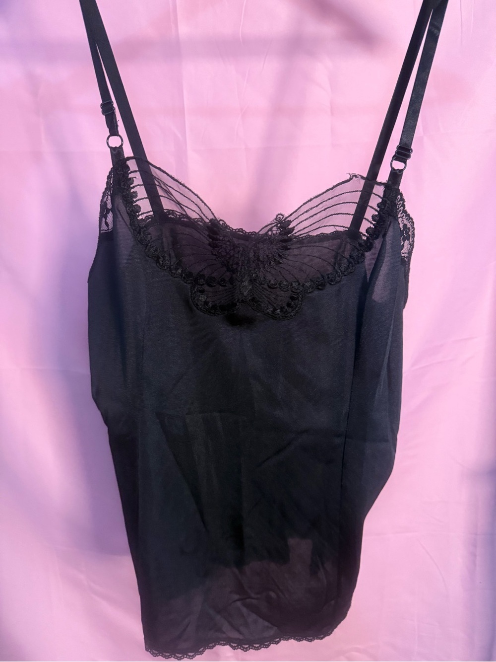 Black Lace Trim Slip Camisole